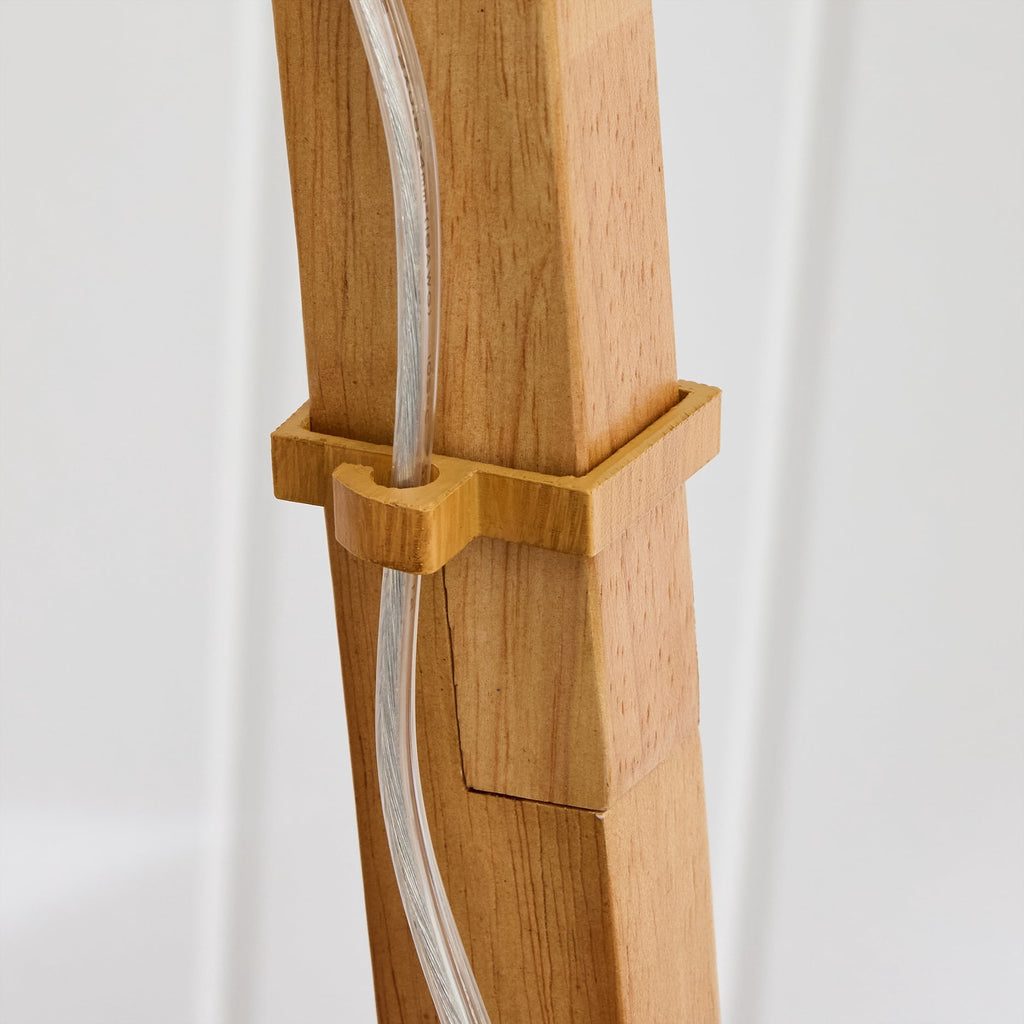  63" Natural Wood Tripod Floor Lamp with Pleated Shade