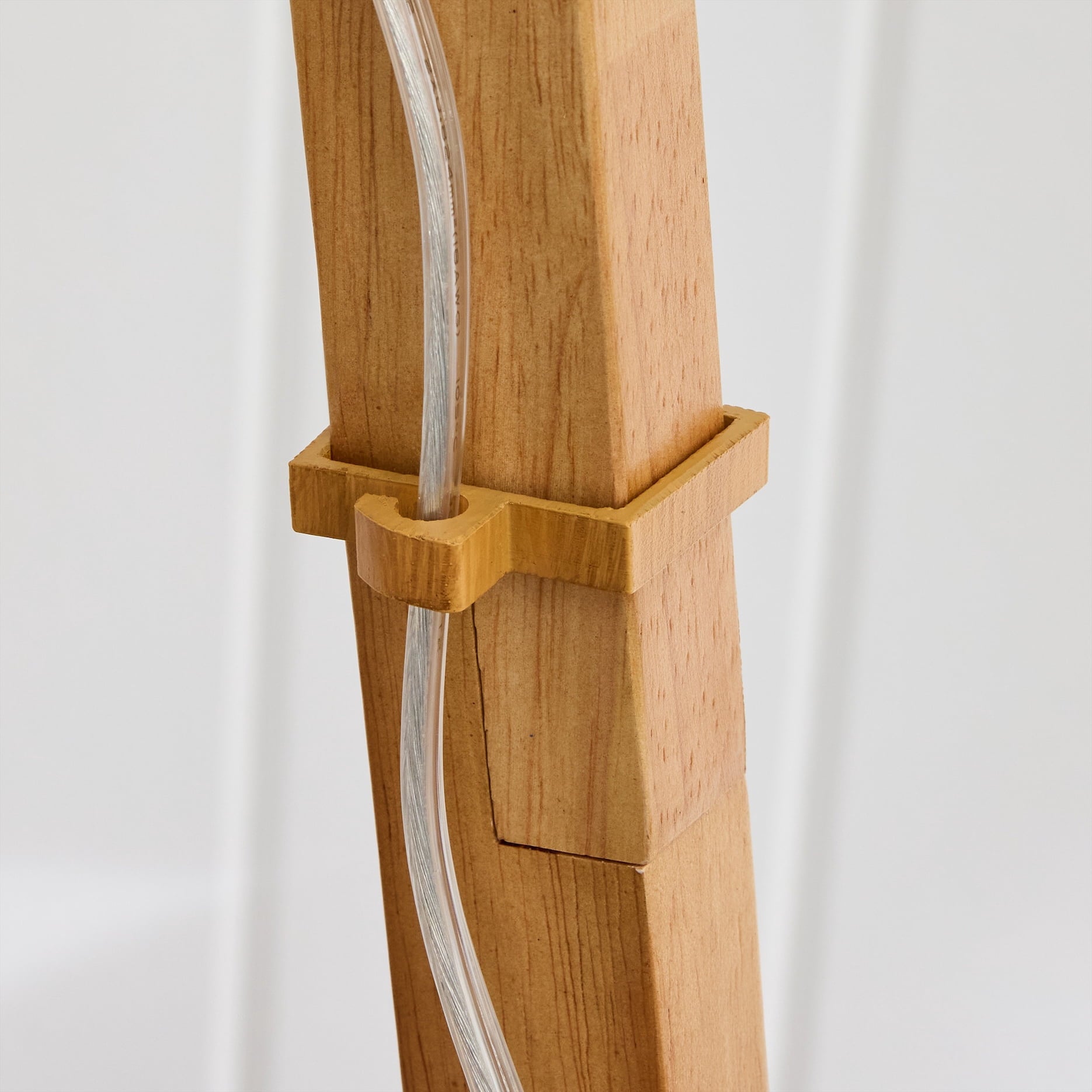  63" Natural Wood Tripod Floor Lamp with Pleated Shade