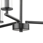  16 in Matte Black 3 Light Chandelier with Clear Glass - Contemporary Style