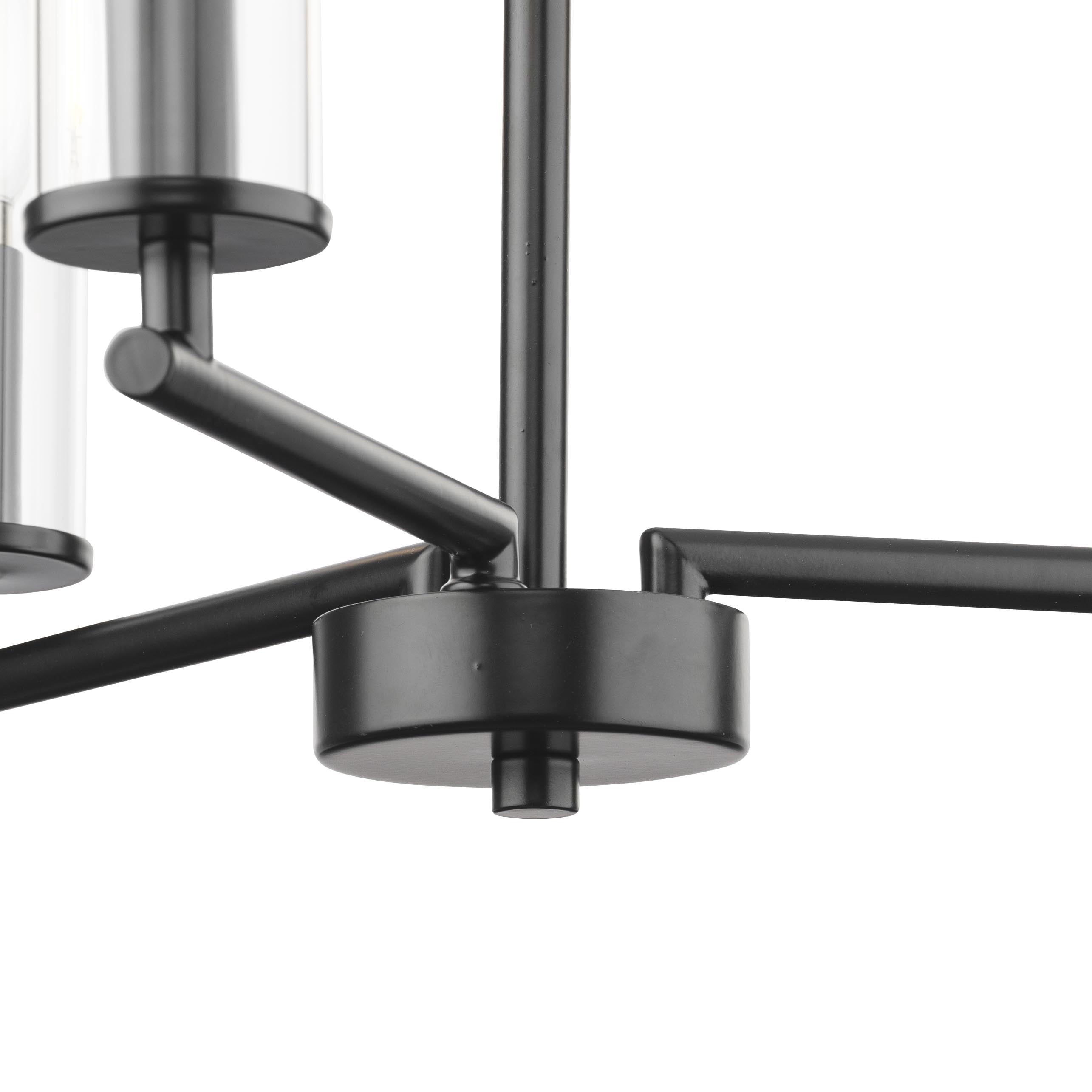  16 in Matte Black 3 Light Chandelier with Clear Glass - Contemporary Style