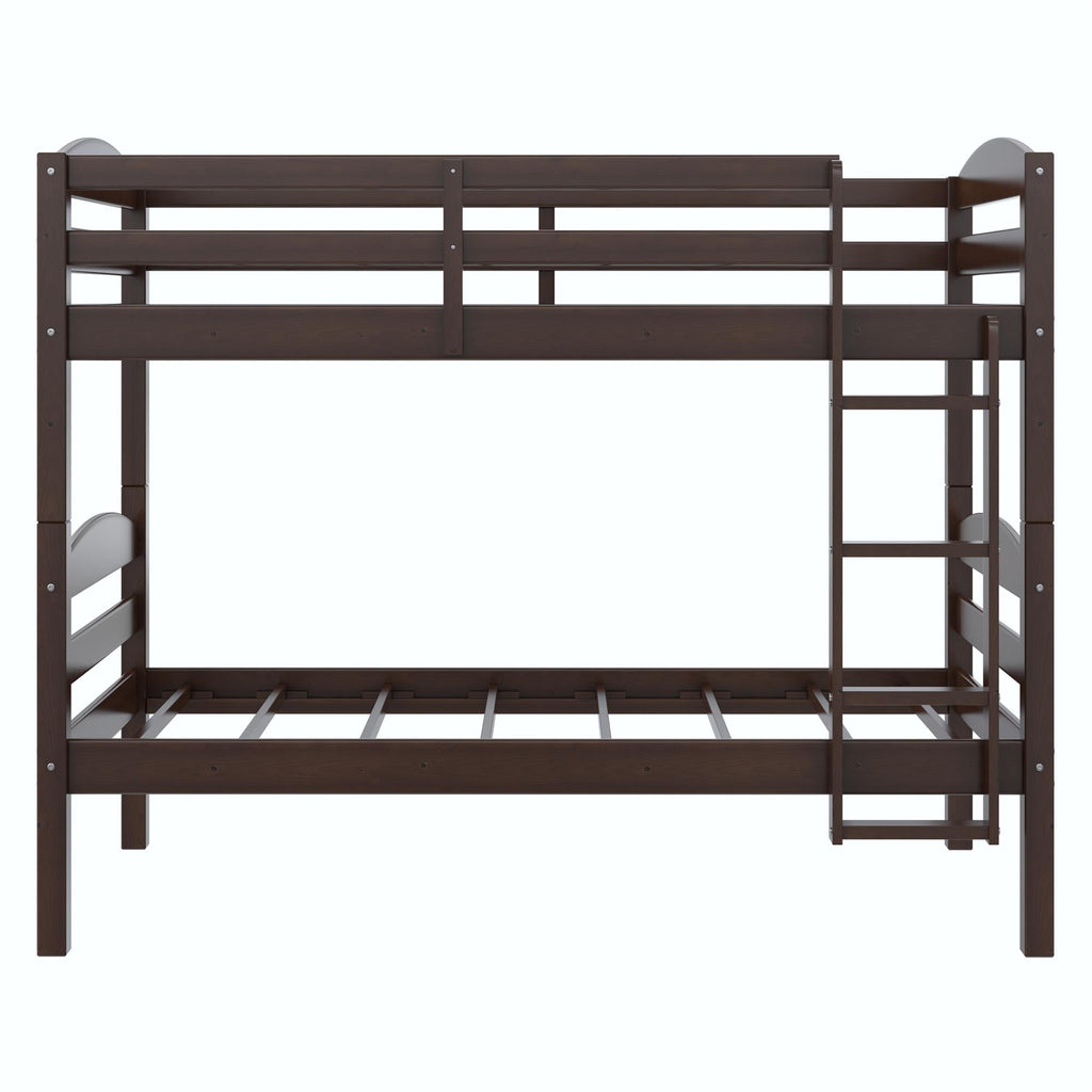  Leighton Solid Wood Twin-over-Twin Convertible Bunk Bed, Mocha