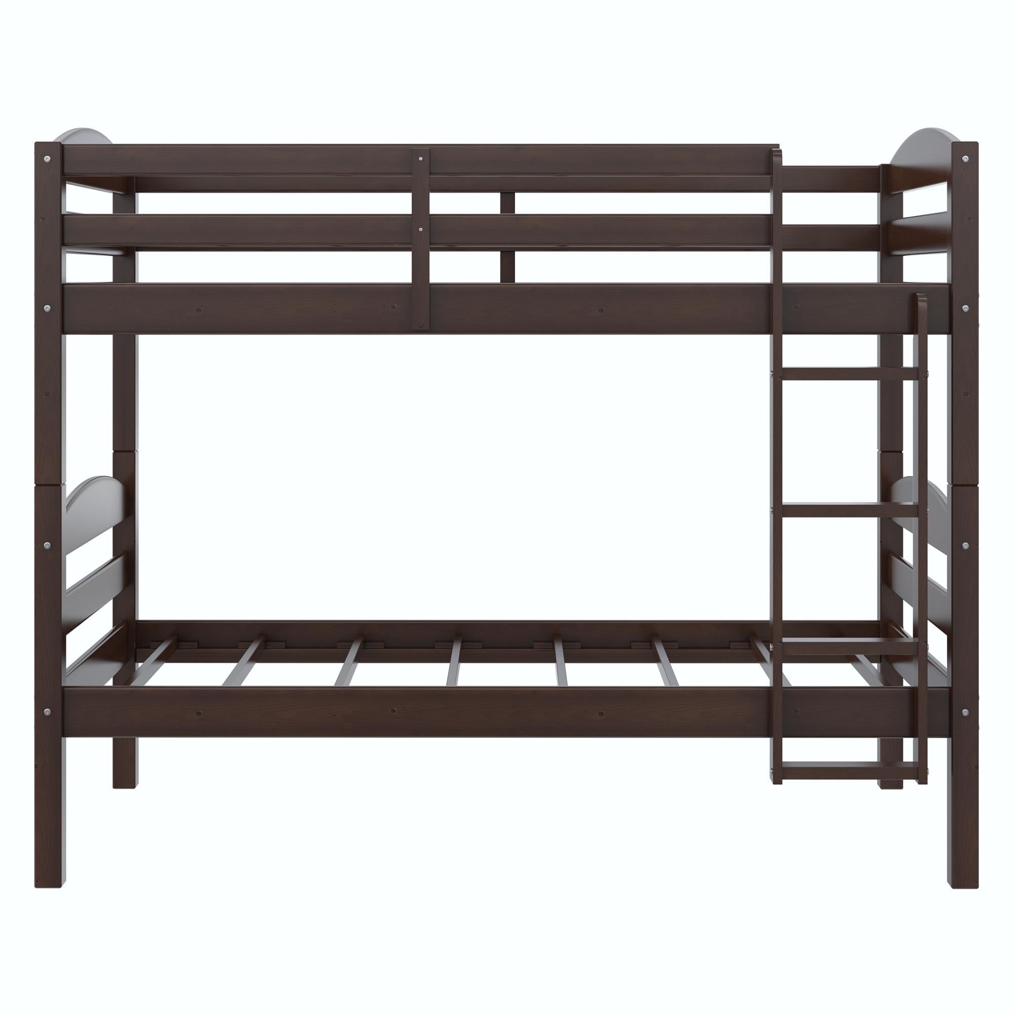  Leighton Solid Wood Twin-over-Twin Convertible Bunk Bed, Mocha