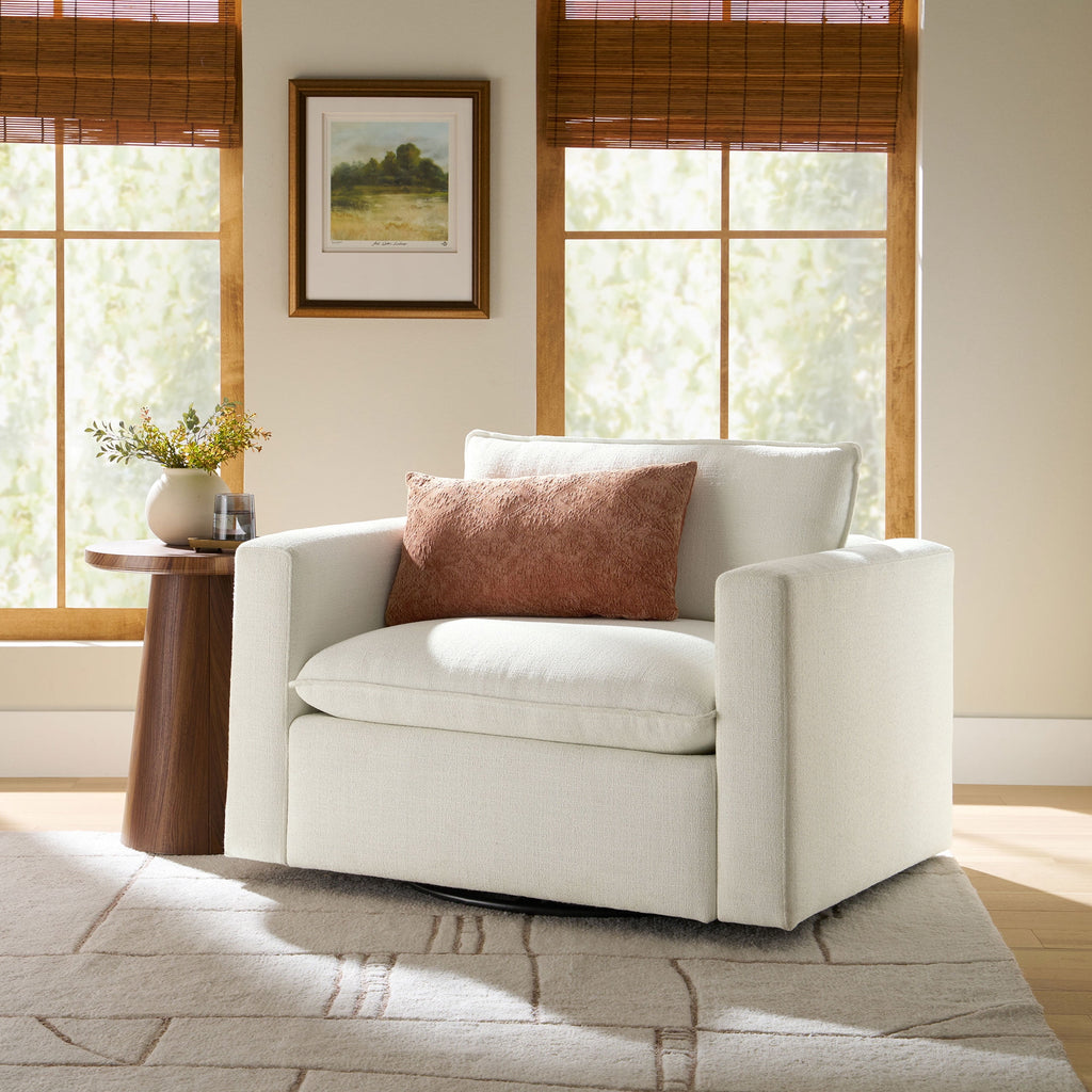  Weston Cloud Swivel Accent Chair, White